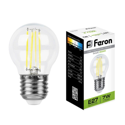 Лампа светодиодная/ Лампа светодиодная LED 7вт Е27 белый шар FILAMENT