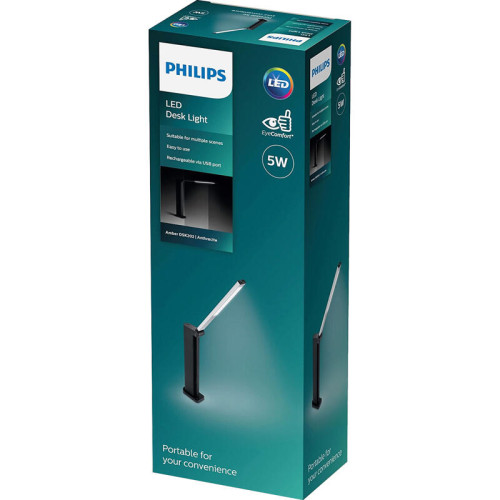 Настольная лампа Philips/ Настольная лампа Amber DSK202 PT 5W 40K B USB 02 Настольная лампа Philips/ Настольная лампа Amber DSK202 PT 5W 40K B USB 02