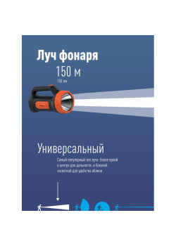 Фонарь/ Фонарь-прожектор аккумуляторный , 3W LED, аккум. 4V 1,2Ah, 150Lm - 5 часов, 50Lm - 13 часа,