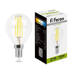 Лампа светодиодная/ Лампа светодиодная LED 15вт Е14 белый шар FILAMENT