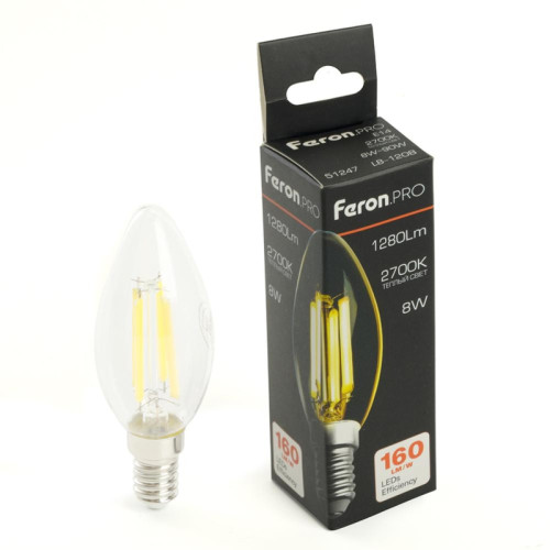 Лампа светодиодная/ Лампа светодиодная LED 8вт Е14 теплый свеча FILAMENT .PRO
