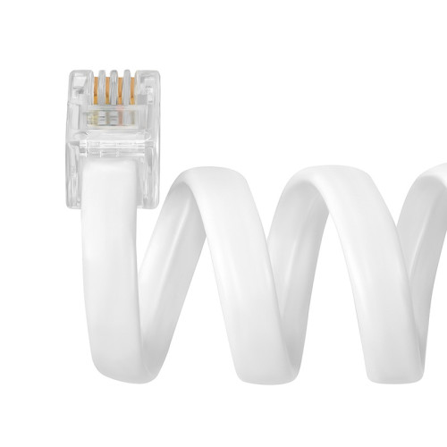 GCR Телефонный шнур витой для трубки  1.0m, RJ9 4P4C (джек) белый, GCR-53088