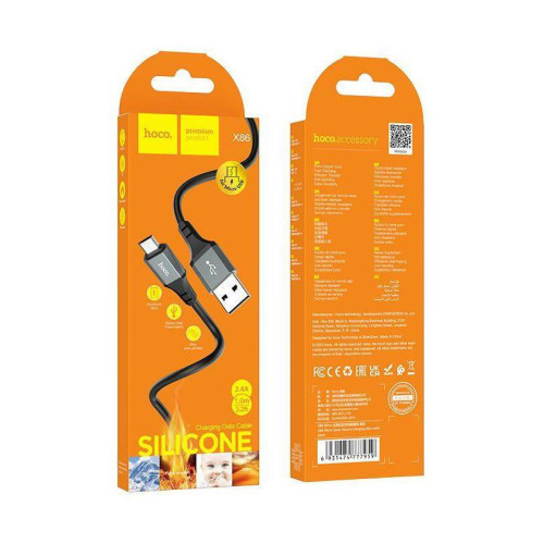 Кабель Hoco X86 Micro Spear X86 MICRO USB (m)-micro USB (m) 1м черный коробка