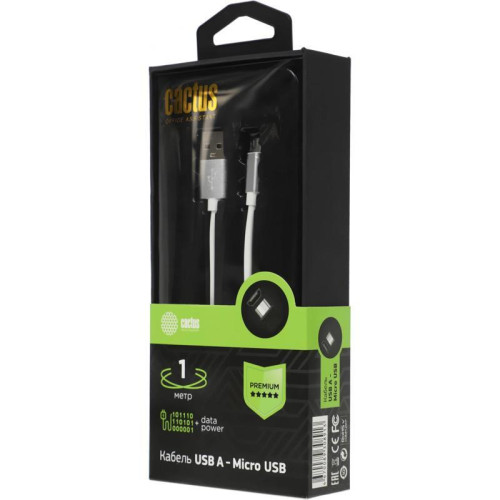 Кабель Cactus CS-USB.A.USB.MICRO-1 USB (m)-micro USB (m) 1м белый блистер