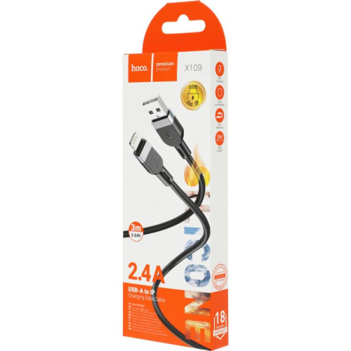 Кабель Hoco X109 IP 36346(L=3M) USB (m)-Lightning (m) 3м черный