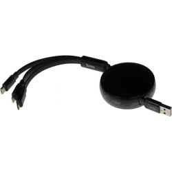 Кабель Hoco X78 Easy pull storage 3-in-1 91290 USB (m)-Lightning (m)/USB Type-C (m)/micro USB (m) 1м черный