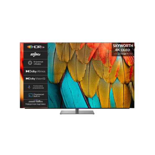 65'' OLED, Ultra HD, Google TV, 900Nit, Bluetooth, 120Hz, Freesync Premium (AMD), 2.1.2 ch (2*12W+20W SUB+5W*2) Dolby Atmos, 4хHDMI, 2хUSB, Digital Audio Output, Composite output, LAN,CI, динамическая подсветка при включении, подставка с функцией поворота