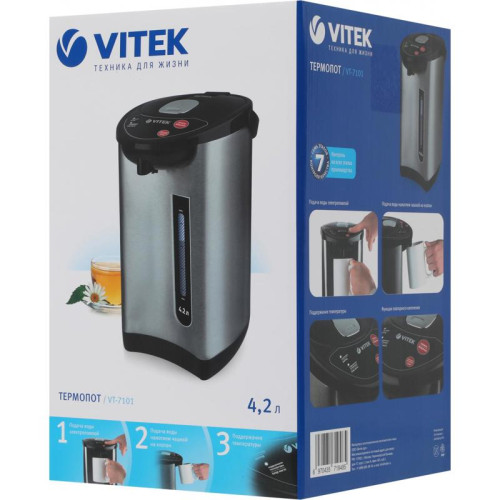 Термопот Vitek VT-7101 4.2л. 730Вт черный/серебристый