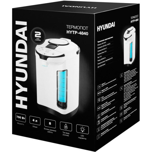 Термопот Hyundai HYTP-4840 4л. 750Вт белый/черный