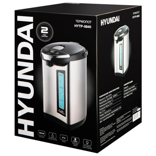 Термопот Hyundai HYTP-5840 4л. 750Вт серебристый/черный Термопот Hyundai HYTP-5840 4л. 750Вт серебристый/черный