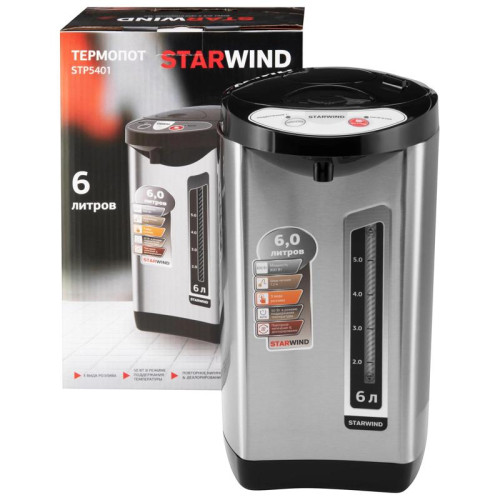 Термопот Starwind STP5401 6л. 800Вт черный/серебристый