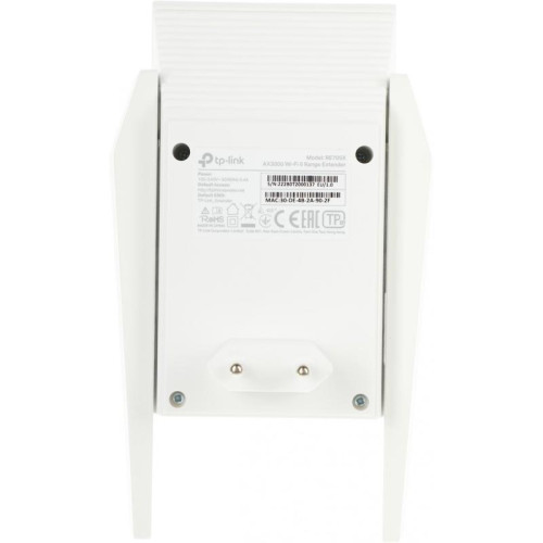 Усилитель Wi-Fi/ AX3000 Wi-Fi 6 Range Extender, 574 Mbps at 2.4 GHz + 2402 Mbps at 5 GHz, 2 ? External Antennas, 1 ? Gigabit Port, Qualcomm 1.0GHz Dual-Core CPU, 1024 QAM, HE160, Wall Plugged