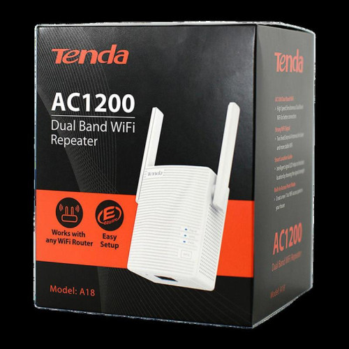 Усилитель Wi-Fi сигнала Tenda A18 Двухдиапазонный усилитель беспроводного сигнала AC1200 2,4/5 ГГц, 1167 Мбит/с, внешние антенны 2х2dBi, 1x100Мбит/с