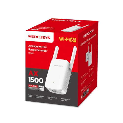 Повторитель беспроводного сигнала Mercusys ME60X AX1500 10/100/1000BASE-TX белый