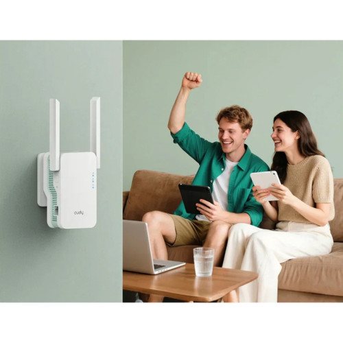 Усилитель сигнала CUDY RE1500 Wi-Fi 6 AX1500 с поддержкой Mesh, режим точки доступа, чипсет: MediaTek, Cudy Mesh, скорость Wi-Fi: до 300 Мбит/с (2,4 ГГц) + до 1201 Мбит/с (5 ГГц), стандарты Wi-Fi: 802.11a/b/g/n/ac/ax, 1 порт Ethernet 10/100 Мбит/с, кноп