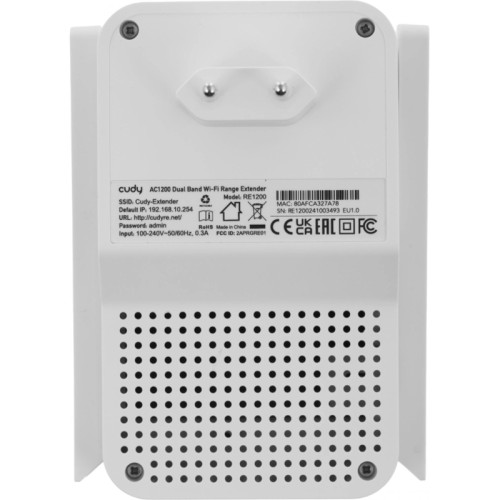 Усилитель Wi-Fi/ AC1200 Wi-Fi Mesh Repeater, AP mode, Chipset MediaTek, Cudy Mesh Support, 867Mbps at 5GHz + 300Mbps at 2.4GHz, 802.11ac/a/b/g/n, 1 10/100Mbps Port, WPS button, Intelligent Signal Light, Access Control, LED control, Cudy APP Усилитель Wi-Fi/ AC1200 Wi-Fi Mesh Repeater, AP mode, Chipset MediaTek, Cudy Mesh Support, 867Mbps at 5GHz + 300Mbps at 2.4GHz, 802.11ac/a/b/g/n, 1 10/100Mbps Port, WPS button, Intelligent Signal Light, Access Control, LED control, Cudy APP