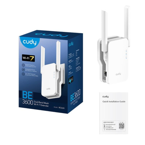 Усилитель Wi-Fi/ BE3600 Wi-Fi 7 Mesh Repeater, AP mode, Chipset Broadcom, Cudy Mesh Support,  2880Mbps at 5GHz + 688Mbps at 2.4GHz, 802.11ax/ac/a/b/g/n,  1 Gigabit Ethernet Port, WPS button, Intelligent Signal Light, WPA3, LED control