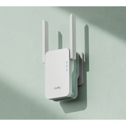 Усилитель сигнала CUDY RE1500 Wi-Fi 6 AX1500 с поддержкой Mesh, режим точки доступа, чипсет: MediaTek, Cudy Mesh, скорость Wi-Fi: до 300 Мбит/с (2,4 ГГц) + до 1201 Мбит/с (5 ГГц), стандарты Wi-Fi: 802.11a/b/g/n/ac/ax, 1 порт Ethernet 10/100 Мбит/с, кноп