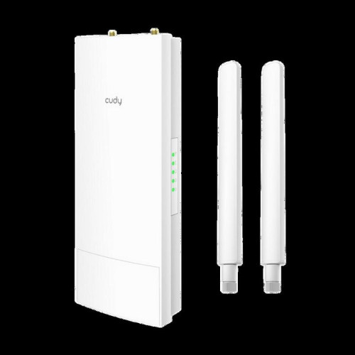Маршрутизатор CUDY AC1200 Outdoor Wi-Fi Repeater, Access Point, 867Mbps at 5GHz + 300Mbps at 2.4GHz, 1 x 100Mbps RJ45, 2 Detachable Antennas, 24V passive PoE, IP65 Waterproof, lightning protection, 24V passive PoE adapter included