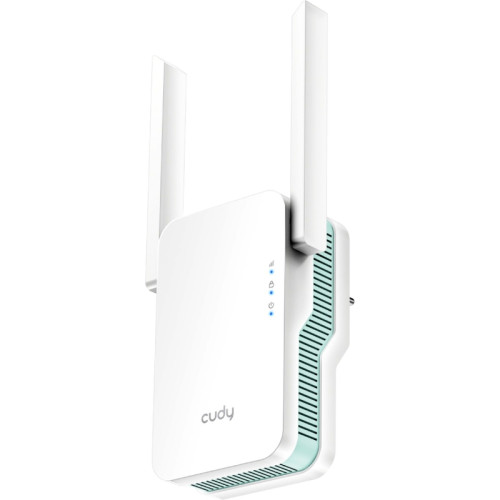 Усилитель сигнала CUDY RE1500 Wi-Fi 6 AX1500 с поддержкой Mesh, режим точки доступа, чипсет: MediaTek, Cudy Mesh, скорость Wi-Fi: до 300 Мбит/с (2,4 ГГц) + до 1201 Мбит/с (5 ГГц), стандарты Wi-Fi: 802.11a/b/g/n/ac/ax, 1 порт Ethernet 10/100 Мбит/с, кноп