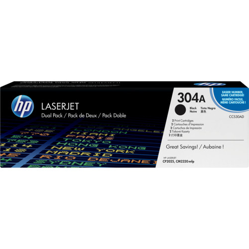 HP Color LaserJet CC530A Dual Pack Black Print Cartridges