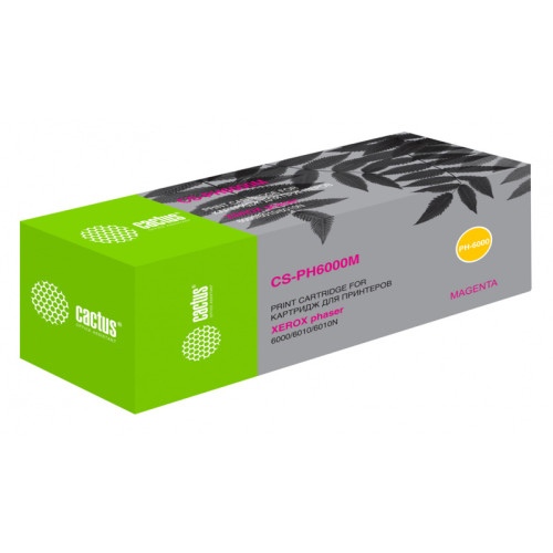 -/ Картридж лазерный Cactus CS-PH6000M 106R01632 пурпурный (1000стр.) для Xerox Phaser 6000/6010