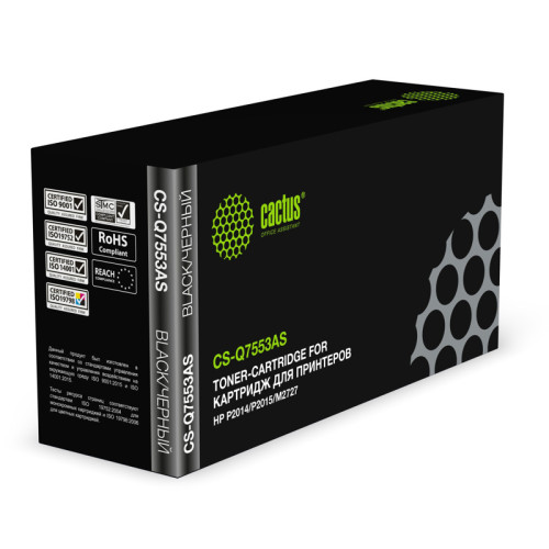 -/ Картридж лазерный Cactus CS-Q7553AS Q7553A черный (3000стр.) для HP P2014/P2015/M2727