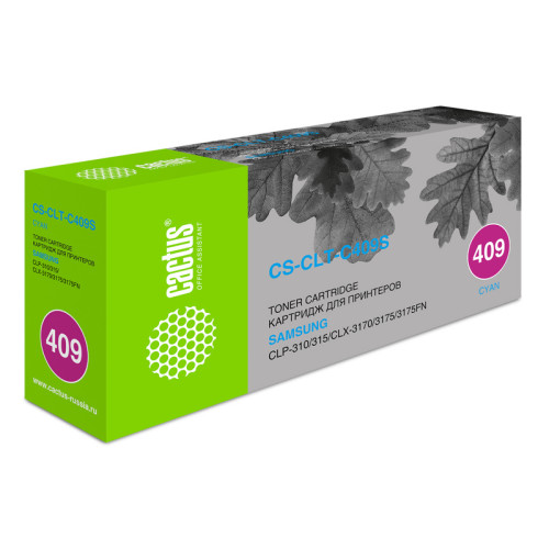 -/ Картридж лазерный Cactus CS-CLT-C409S CLT-C409S голубой (1000стр.) для Samsung CLP-310/315/CLX-3170/
