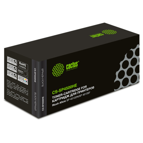 -/ Картридж лазерный Cactus CS-SP4500HE 407318 черный (12000стр.) для Ricoh Aficio SP 4510DN/SP 4510SF