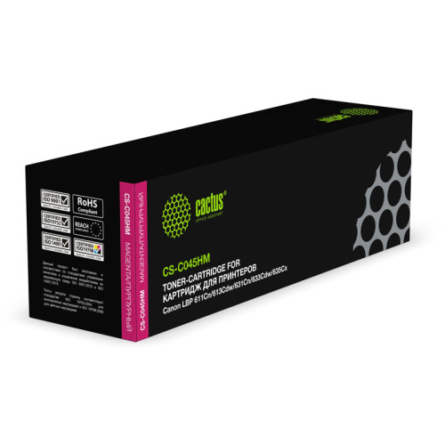 -/ Картридж лазерный Cactus CS-C045HM 045 H M пурпурный (2200стр.) для Canon LBP 611Cn/613Cdw/631Cn/633