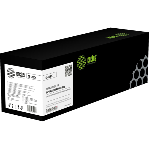 -/ Картридж лазерный Cactus CS-C067C 067C голубой (1250стр.) для Canon i-SENSYS LBP631Cw/LBP633Cdw/MF651Cw/MF655Cdw/MF657Cdw