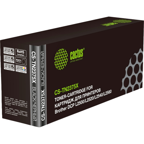 -/ Картридж лазерный Cactus CS-TN2375X TN-2375 черный (5200стр.) для Brother DCP L2500/L2520/L2540/L256 без чипа