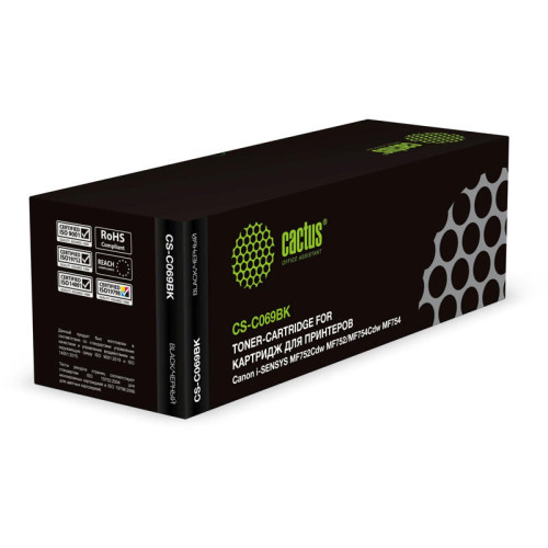 -/ Картридж лазерный Cactus CS-C069BK 069 черный (1900стр.) для Canon i-SENSYS MF752Cdw MF752/MF754Cdw MF754