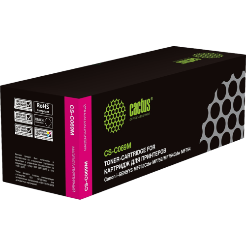 -/ Картридж лазерный Cactus CS-C069M 069 пурпурный (1900стр.) для Canon i-SENSYS MF752Cdw MF752/MF754Cdw MF754