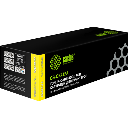 -/ Картридж лазерный Cactus CS-CE412A CE412A желтый (2600стр.) для HP CLJ Pro 300/400/M351/ -/ Картридж лазерный Cactus CS-CE412A CE412A желтый (2600стр.) для HP CLJ Pro 300/400/M351/
