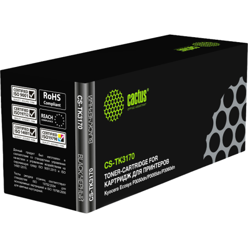 -/ Картридж лазерный Cactus CS-TK3170 TK-3170 черный (15500стр.) для Kyocera Ecosys P3050dn/P3055dn/P30