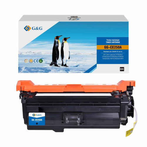 Тонер-картридж G&G GG-CE250A CE250A черный, 5000 стр., для HP Color LaserJet CP3525n/CP3525dn/CP3525X/CP3520/CM3530fs MFP/CM3530 MFP