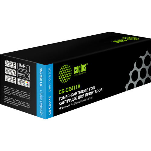 -/ Картридж лазерный Cactus CS-CE411A CE411A голубой (2600стр.) для HP LJ Pro 300/M351/M451/M375