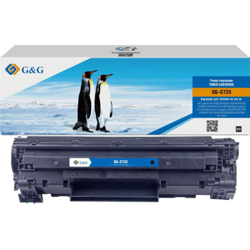 Тонер-картридж G&G GG-C725 черный, 1600 стр., для HP Canon imageCLASS MF3010 MFP/LBP-6000/6000B/6020/6020B/MF-3010/LaserJet P1102/1102w Pro M1130/1212