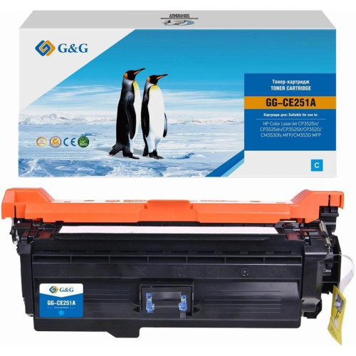 Тонер-картридж G&G GG-CE251A CE251A голубой, 7000 стр., для HP Color LaserJet CP3525n/CP3525dn/CP3525X/CP3520/CM3530fs MFP/CM3530 MFP