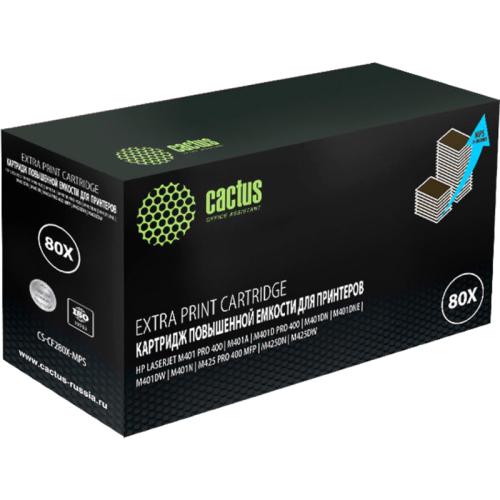 -/ Картридж лазерный Cactus CS-CF280X-MPS CF280XX черный (13000стр.) для HP LJ Pro 400/M401/M425