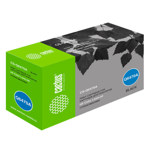 -/ Картридж лазерный Cactus CS-Q6470A Q6470A черный (6000стр.) для HP CLJ CP3505/3600/3800