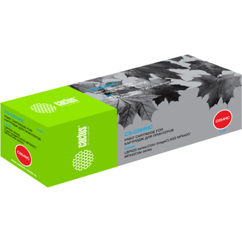 -/ Картридж лазерный Cactus CS-C054HC 054 H C голубой (2300стр.) для Canon LBP 621Cw/623Cdw/641Cw/643Cd