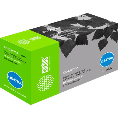 -/ Картридж лазерный Cactus CS-Q6470A Q6470A черный (6000стр.) для HP CLJ CP3505/3600/3800