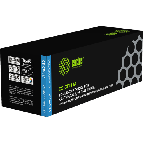 -/ Картридж лазерный Cactus CS-CF411A CF411A голубой (2300стр.) для HP LJ M452DW/DN/NW M477FDW/M477FDN/