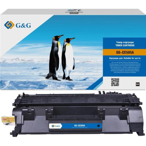 Тонер-картридж G&G GG-CE505A UNIVERSAL черный, 2300 стр., для HP LaserJet P2035/P2035n/P2055d/P2055dn/P2055x/LaserJet Pro 400 M401/M401a/M401n/M401d/M401dn/M401dne/M401dw/MFP M425/MFP M425dn/MFP M425dw Canon i-SENSYS LBP6300dn/6310dn/6650dn/6670dn/6680x/M