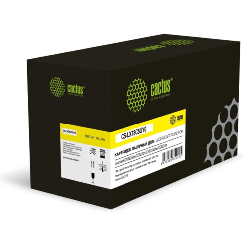 Картридж лазерный Cactus CS-LX78C5UY0 78C5UY0/78C5UYE желтый (7000стр.) для Lexmark CX421/CX622ade/CS521dn/CX625adhe/CS622de с чипом