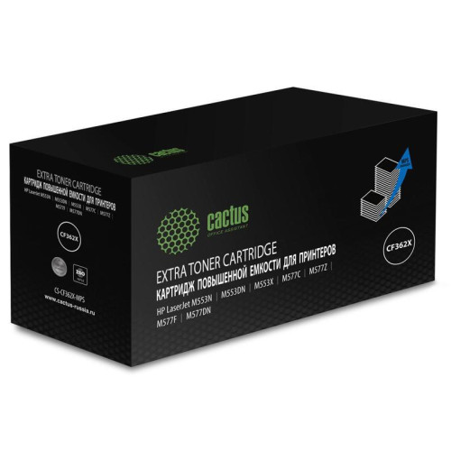 Тонер-картридж Cactus CS-CF362X-MPS желтый, 18000 стр., для HP Color LaserJet M552dn/M553dn/M553N/M553x