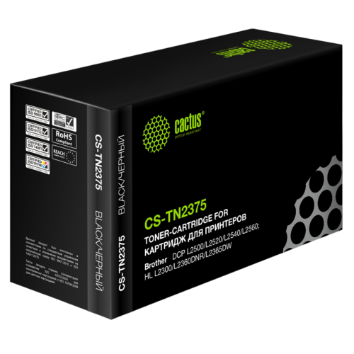 -/ Картридж лазерный Cactus CS-TN2375 TN-2375 черный (2600стр.) для Brother DCP L2500/L2520/L2540/L2560 без чипа