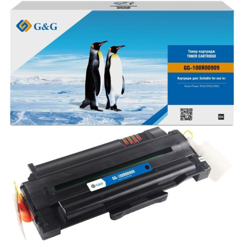 Тонер-картридж G&G GG-108R00909 черный, 2500 стр., для Xerox Phaser 3140/3155/3160 Тонер-картридж G&G GG-108R00909 черный, 2500 стр., для Xerox Phaser 3140/3155/3160